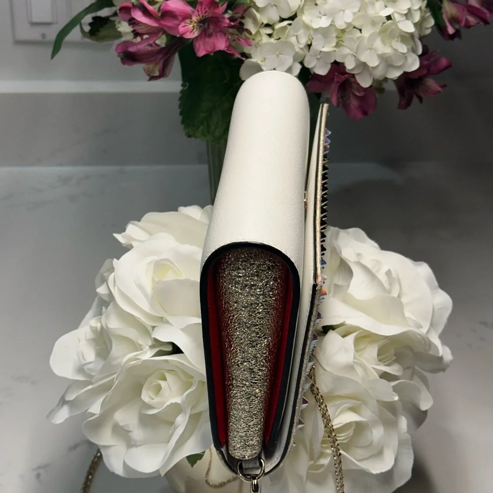 Christian Louboutin Paloma Silver and Gold Studded Clutch Shoulder Bag